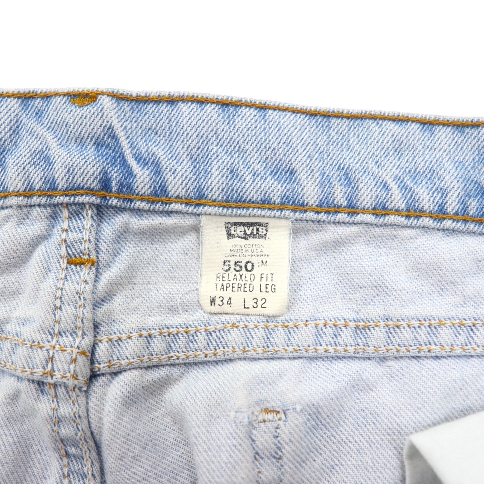 Levi's USA製 550 RELAXED FIT TAPERED テーパード デニムパンツ 34 ブルー コットン ジッパーフライ オレンジタブ