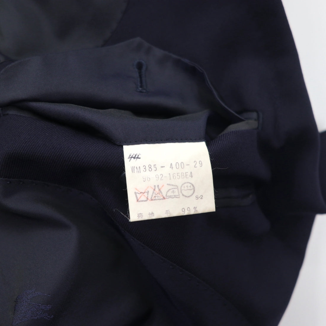 BURBERRY 80s Made in Japan Peak Lapel Double-Breasted Suit, Size S, Navy Wool Tasmania Wool, Blazer, Gold Buttons, Gabardine