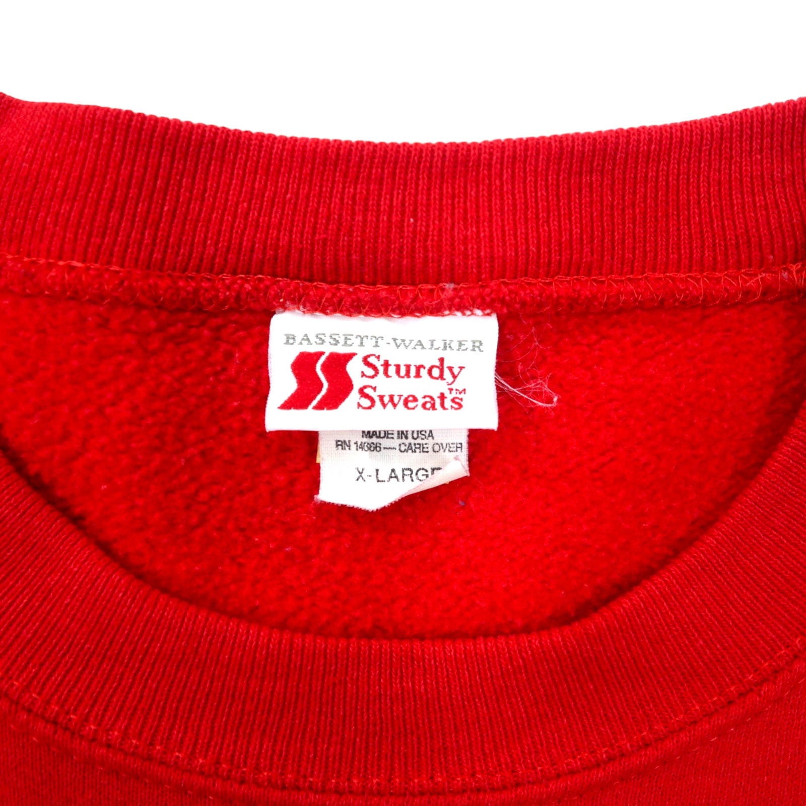 BASSETT WALKER USA製 90年代 Sturdy Sweats プリント スウェット XL レッド コットン QUACK