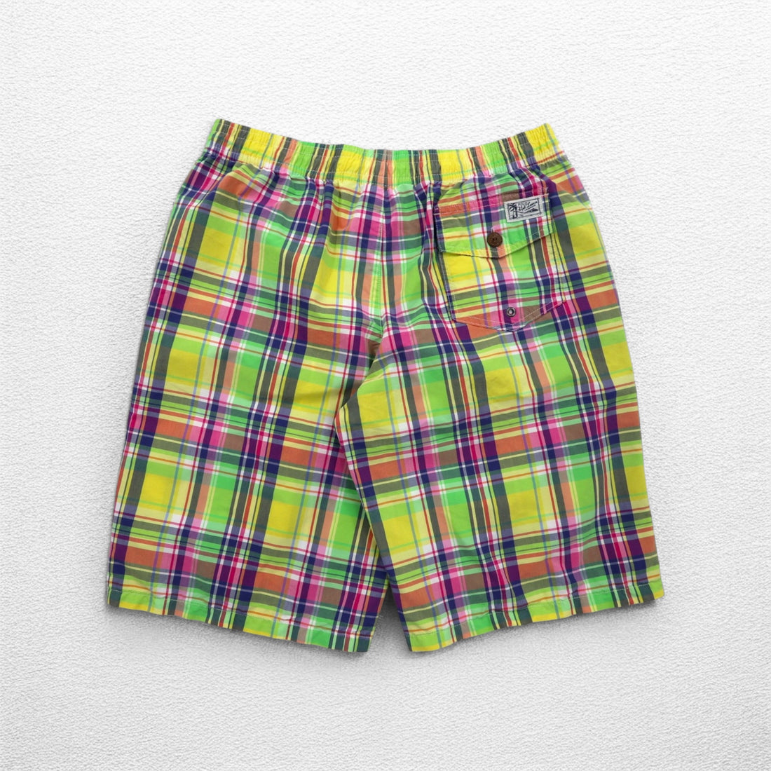 Polo by Ralph Lauren amphibious madras check shorts, half pants, L, yellow, small pony embroidery