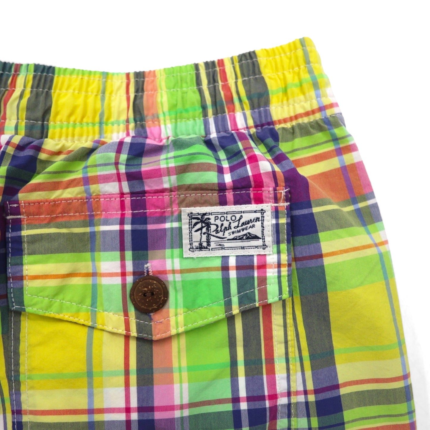 Polo by Ralph Lauren 水陸両用 マドラスチェック ショートパンツ ハーフパンツ L イエロー スモールポニー刺繍