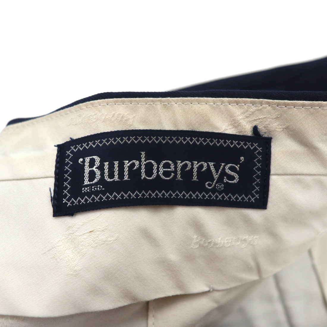 BURBERRY 80s Made in Japan Peak Lapel Double-Breasted Suit, Size S, Navy Wool Tasmania Wool, Blazer, Gold Buttons, Gabardine