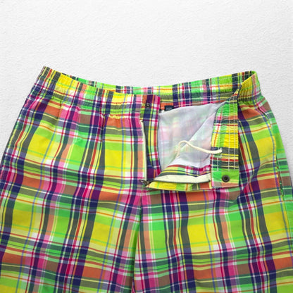 Polo by Ralph Lauren 水陸両用 マドラスチェック ショートパンツ ハーフパンツ L イエロー スモールポニー刺繍
