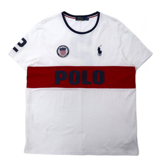 日本然リトテ-古着オンライン-POLO RALPH LAUREN Tシャツ L ホワイト コットン USAモデル ナンバリング ポニー刺繍-POLO RALPH LAUREN T-Shirt L White Cotton USA Model Numbering Pony Embroidery