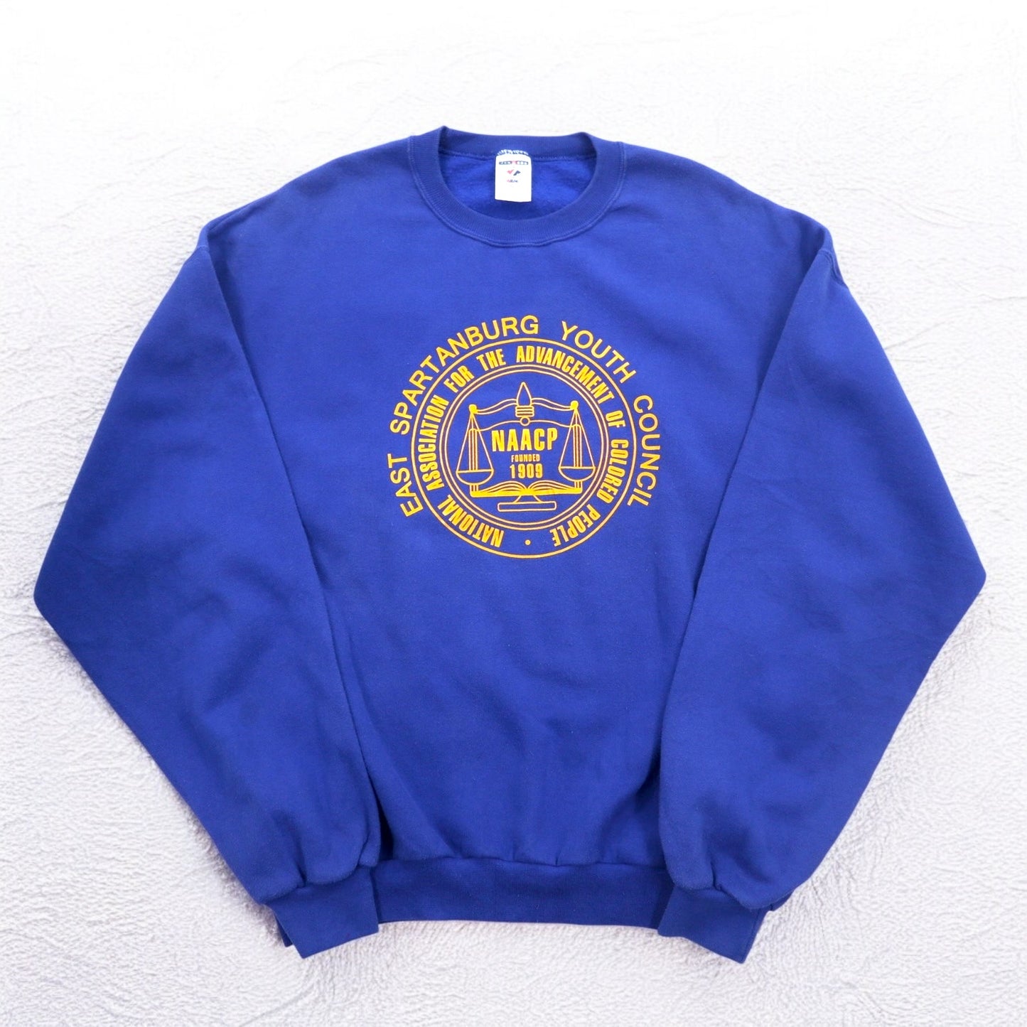 JERZEES Printed Sweatshirt, XL, Blue, Cotton, Fleece Lining, NAACP, Made in Mexico