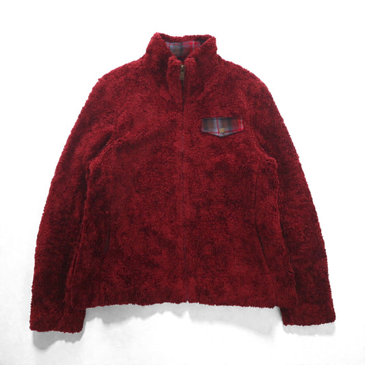 PENDLETON ボア フリースジャケット M ボルドー 胸ポケット ジップアップ