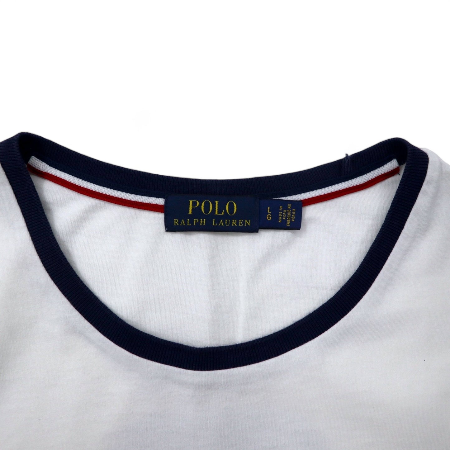 POLO RALPH LAUREN Tシャツ L ホワイト コットン USAモデル ナンバリング ポニー刺繍