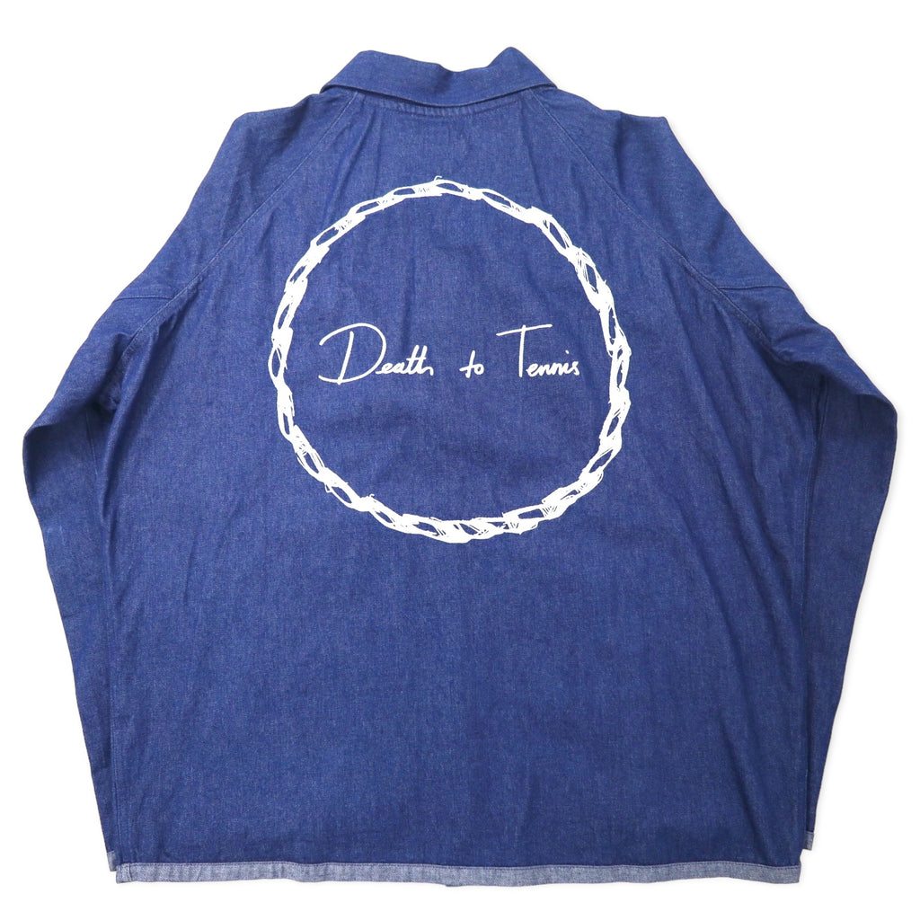 日本然リトテ-古着オンライン-Death to Tennis ジップアップ デニム ブルゾン L ブルー コットン バックロゴ刺繍 日本製-DEATH TENNIS Zip -up Denim Blouson L Blue Cotton Buck Logo Embroidery Japan MADE