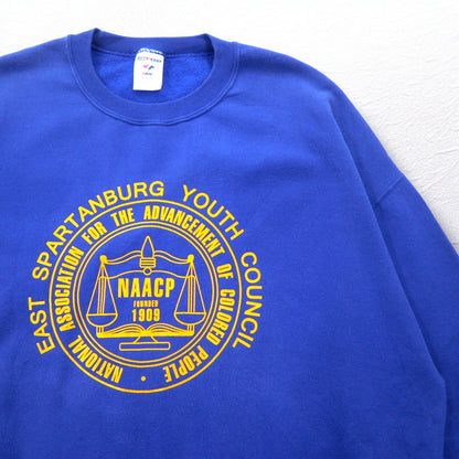 JERZEES Printed Sweatshirt, XL, Blue, Cotton, Fleece Lining, NAACP, Made in Mexico