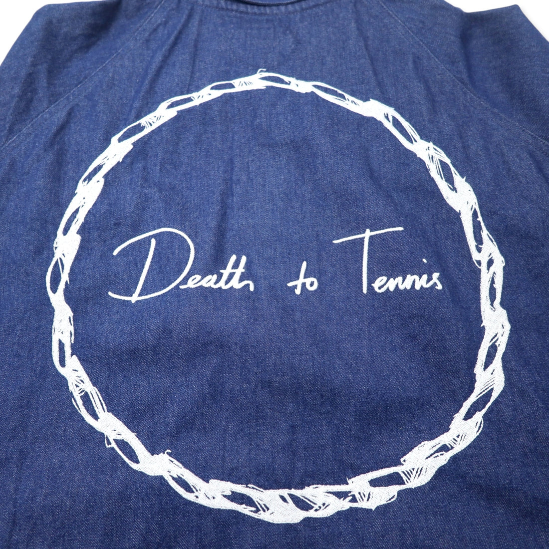 Death to Tennis Zip Up Denim Blouson L Blue Cotton Back Logo Embroidery Made in Japan