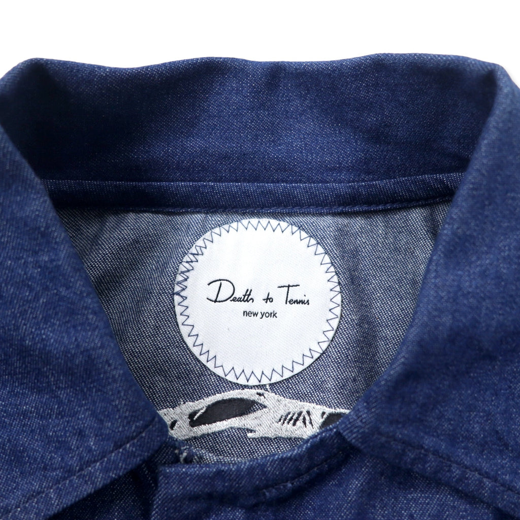 Death to Tennis Zip Up Denim Blouson L Blue Cotton Back Logo Embroidery Made in Japan