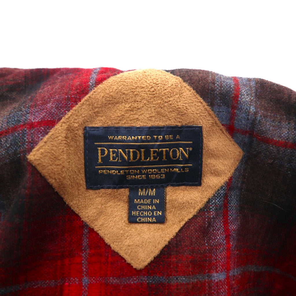 PENDLETON ボア フリースジャケット M ボルドー 胸ポケット ジップアップ