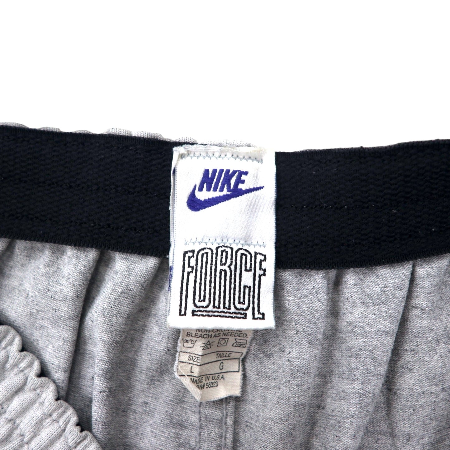 NIKE USA製 90年代 銀タグ FORCE トレーニング ショーツ ハーフパンツ L グレー コットン スウォッシュロゴ 刺繍