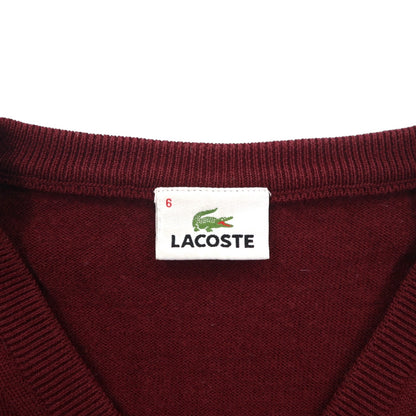 LACOSTE Vネック ニット セーター L ボルドー ワンポイントロゴ