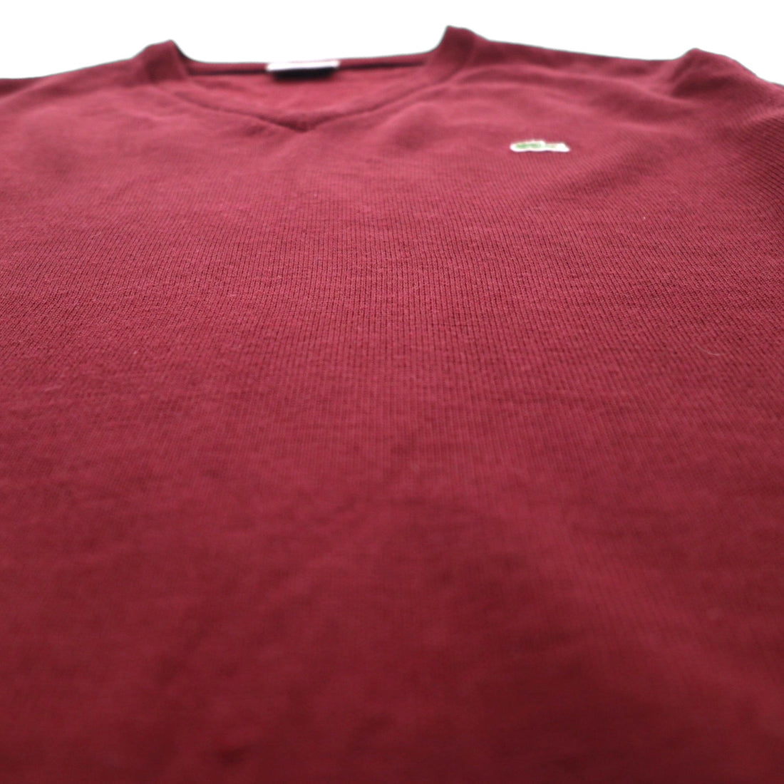 LACOSTE Vネック ニット セーター L ボルドー ワンポイントロゴ