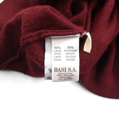 LACOSTE Vネック ニット セーター L ボルドー ワンポイントロゴ