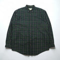 Eddie Bauer 90年代 ビッグサイズ ボタンダウン フランネルシャツ L グリーン コットン チェック