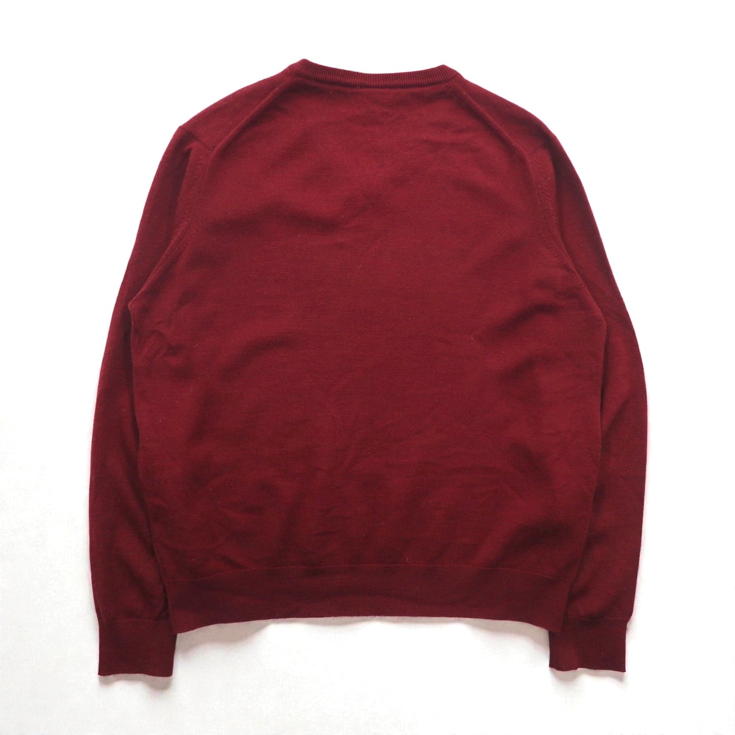 LACOSTE Vネック ニット セーター L ボルドー ワンポイントロゴ