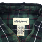 Eddie Bauer 90年代 ビッグサイズ ボタンダウン フランネルシャツ L グリーン コットン チェック