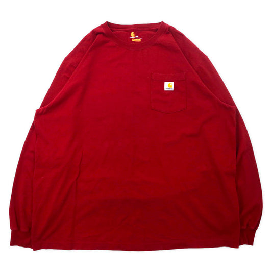 carhartt ロングスリーブ ポケットTシャツ 2XL レッド コットン ORIGINAL FIT ビッグサイズ