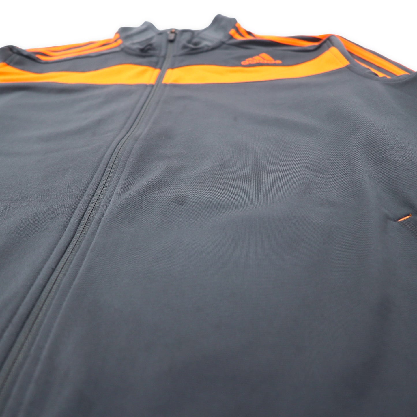 adidas トラックジャケット ジャージ 4XO グレー オレンジ ポリエステル 3ストライプ ワンポイントロゴ刺繍