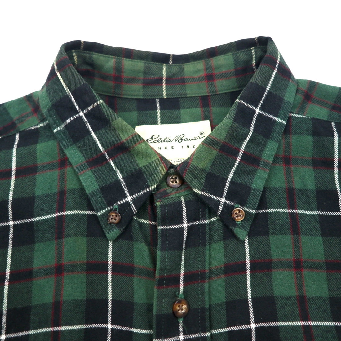 Eddie Bauer 90年代 ビッグサイズ ボタンダウン フランネルシャツ L グリーン コットン チェック