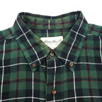 Eddie Bauer 90年代 ビッグサイズ ボタンダウン フランネルシャツ L グリーン コットン チェック