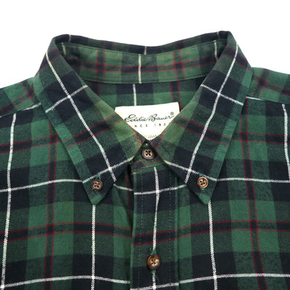 Eddie Bauer 90年代 ビッグサイズ ボタンダウン フランネルシャツ L グリーン コットン チェック