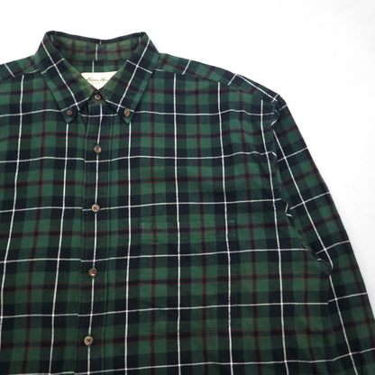 Eddie Bauer 90年代 ビッグサイズ ボタンダウン フランネルシャツ L グリーン コットン チェック