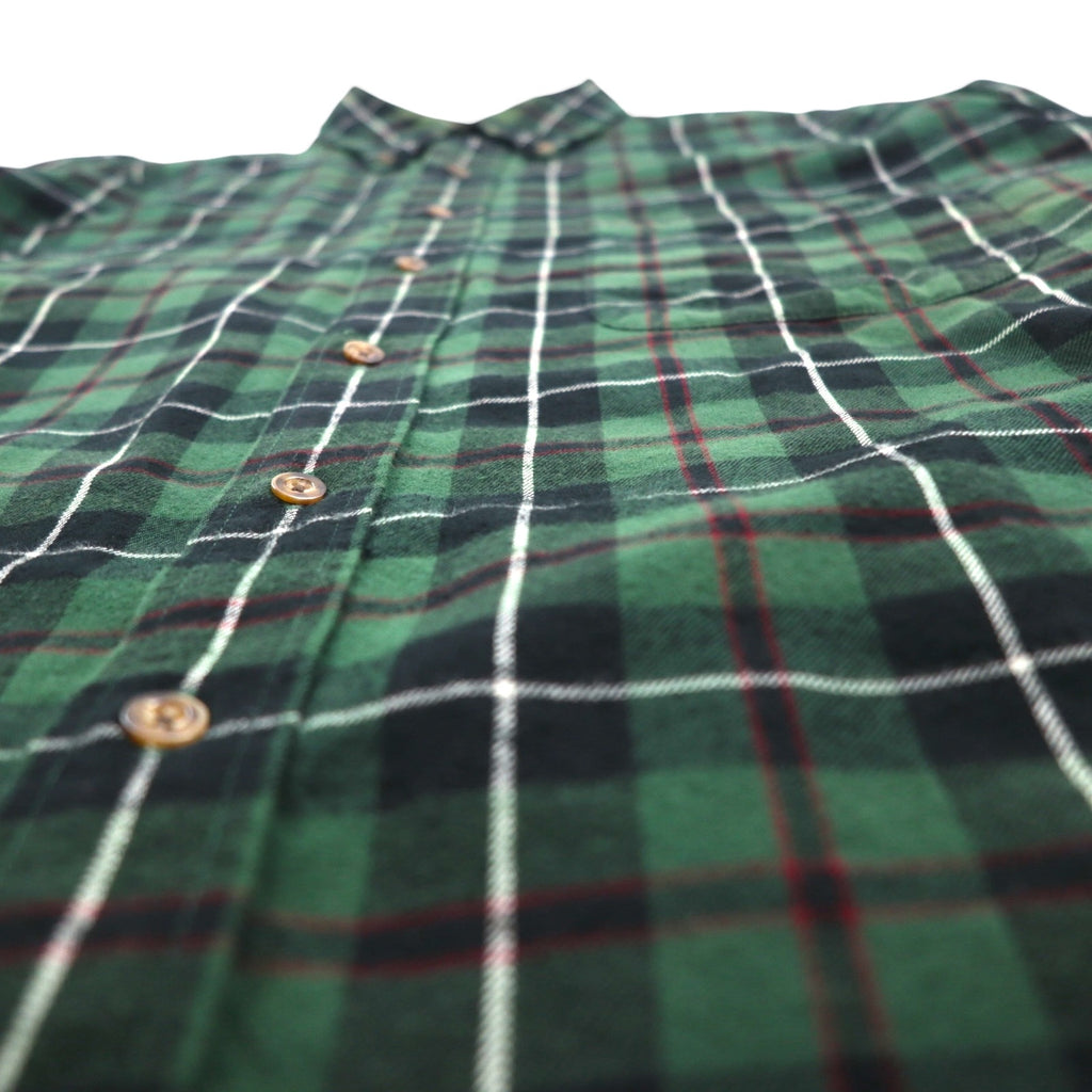 Eddie Bauer 90年代 ビッグサイズ ボタンダウン フランネルシャツ L グリーン コットン チェック