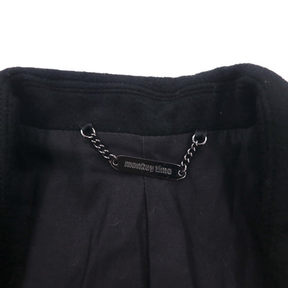 monkey time ( UNITED ARROWS ) 袖レザー 切り替え チェスターコート M ブラック ウール 1286-199-0379 ラムレザー