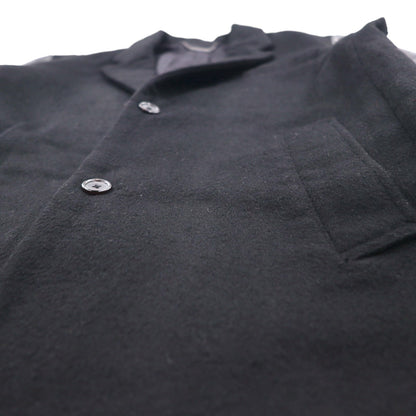 monkey time ( UNITED ARROWS ) 袖レザー 切り替え チェスターコート M ブラック ウール 1286-199-0379 ラムレザー