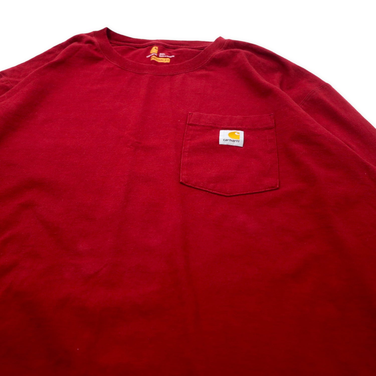 CARHARTT Long Sleeve Pocket T-SHIRT 2XL Red Cotton Original Fit