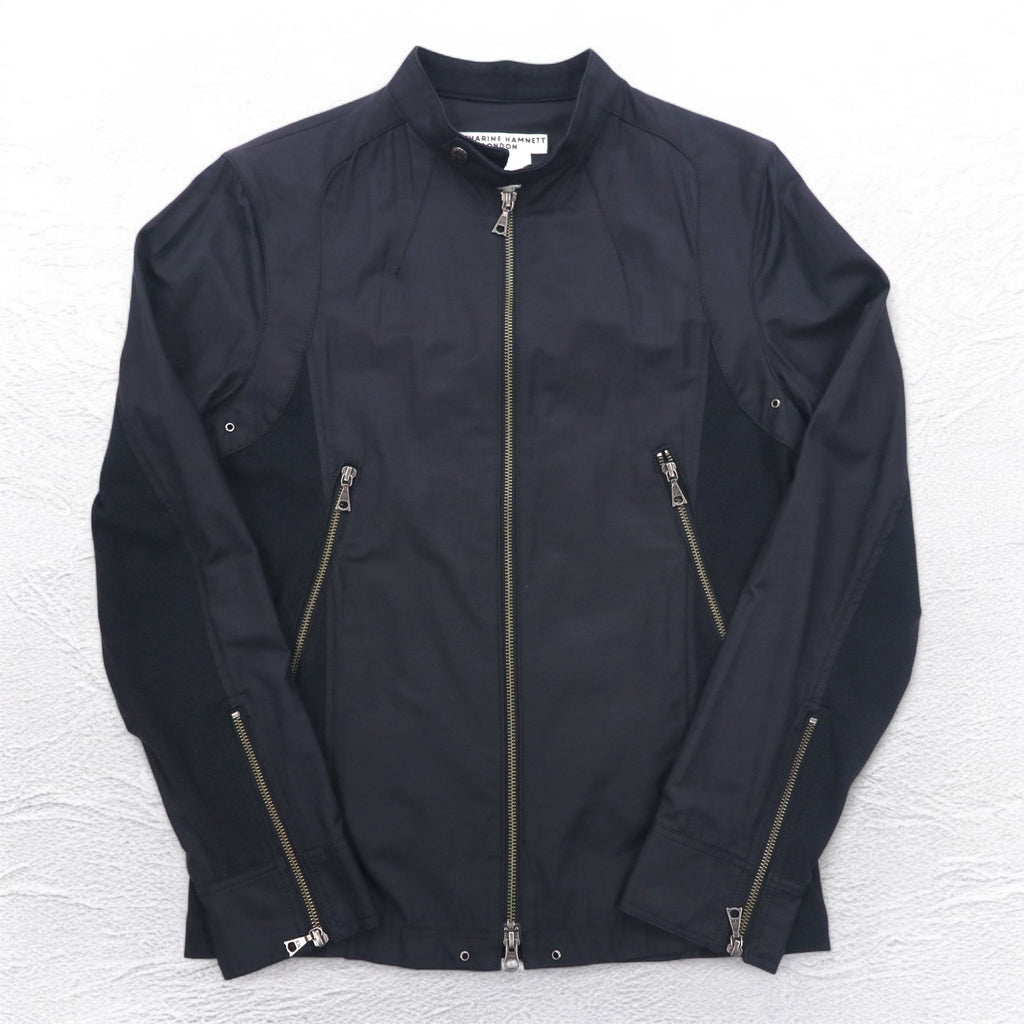 KATHARINE HAMNETT LONDON Single Riders Jacket L Black Double Zip Made in Japan