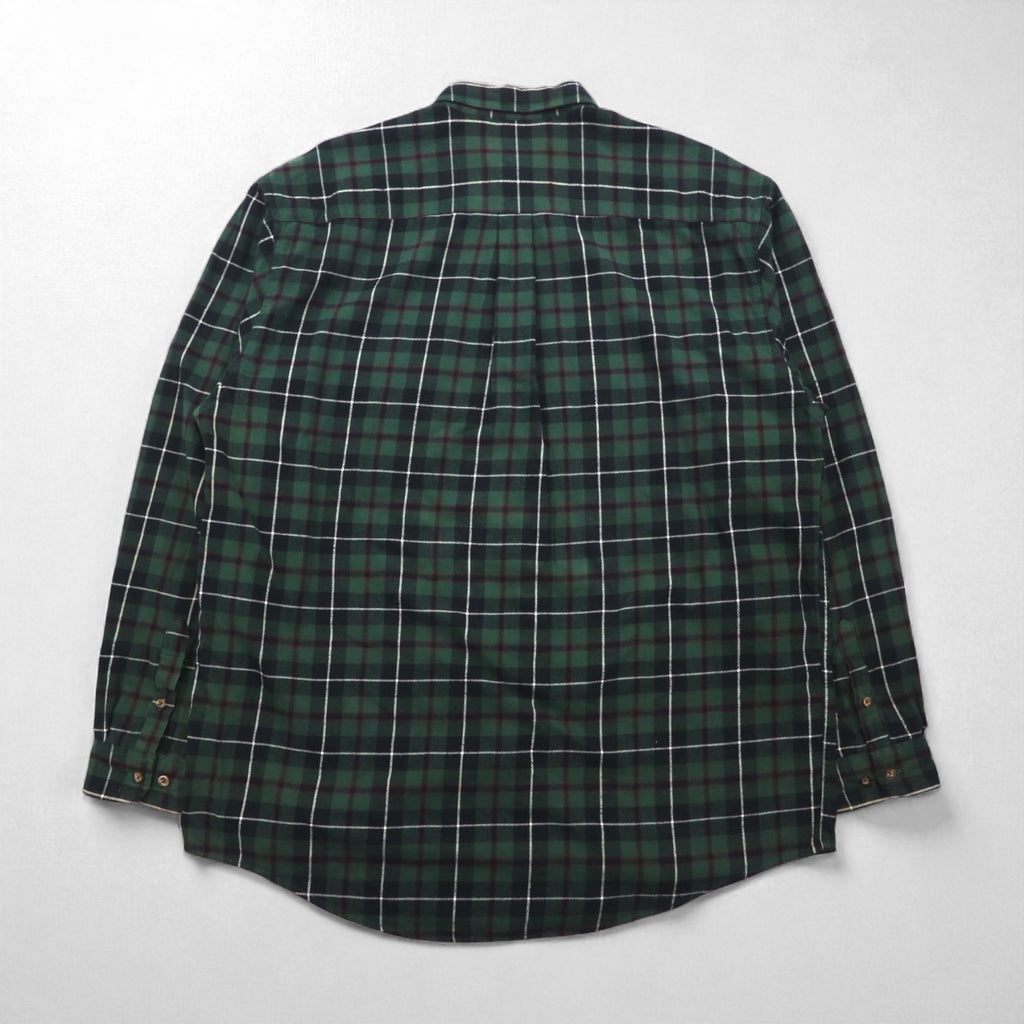 Eddie Bauer 90年代 ビッグサイズ ボタンダウン フランネルシャツ L グリーン コットン チェック