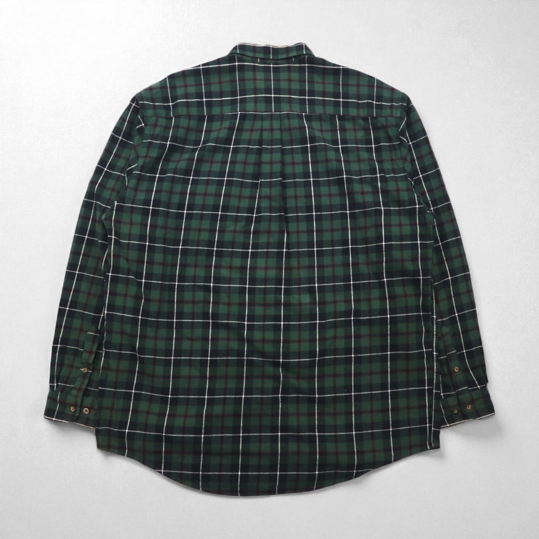 Eddie Bauer 90年代 ビッグサイズ ボタンダウン フランネルシャツ L グリーン コットン チェック