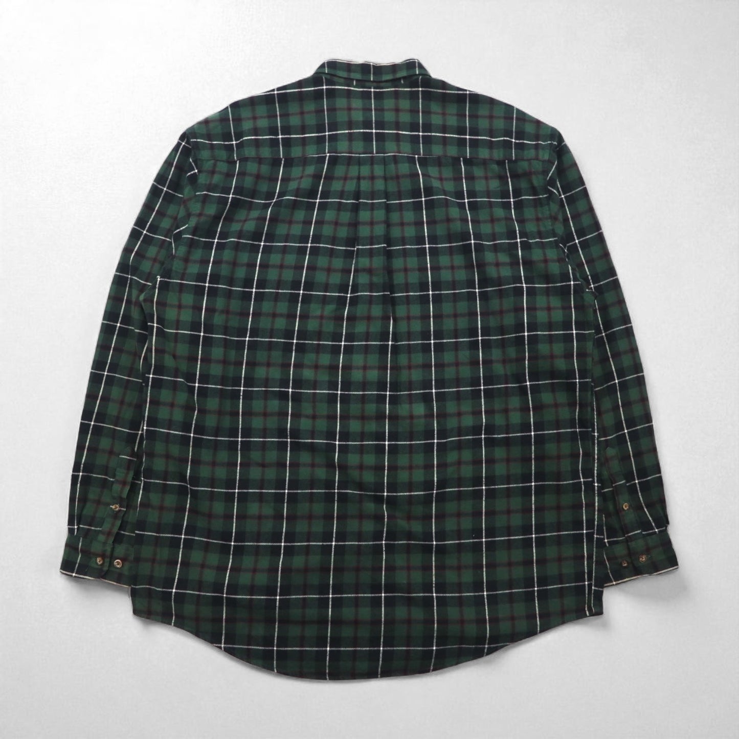 Eddie Bauer 90年代 ビッグサイズ ボタンダウン フランネルシャツ L グリーン コットン チェック