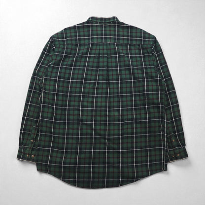 Eddie Bauer 90年代 ビッグサイズ ボタンダウン フランネルシャツ L グリーン コットン チェック