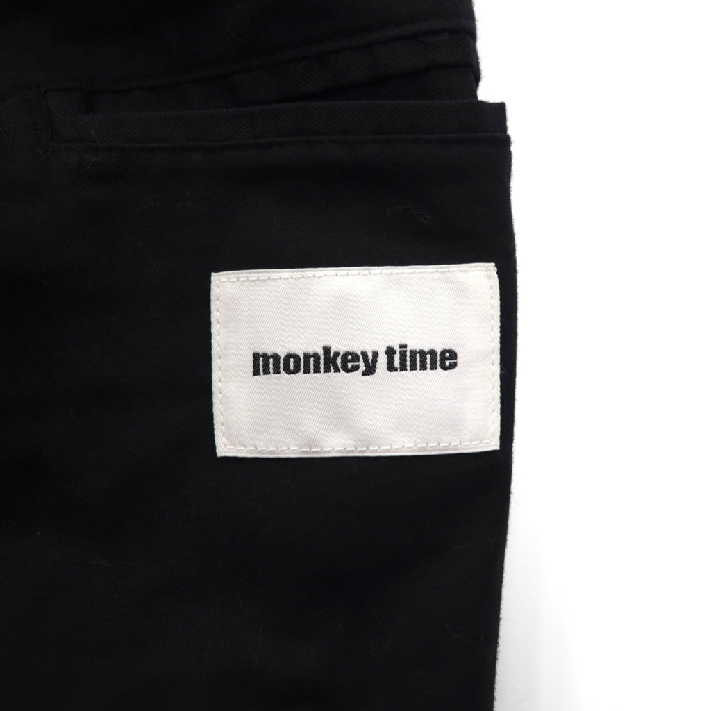 monkey time ( UNITED ARROWS ) 袖レザー 切り替え チェスターコート M ブラック ウール 1286-199-0379 ラムレザー