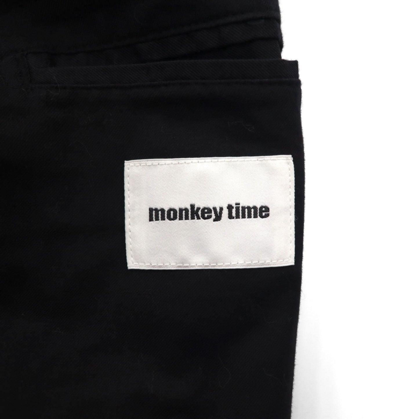 monkey time ( UNITED ARROWS ) 袖レザー 切り替え チェスターコート M ブラック ウール 1286-199-0379 ラムレザー