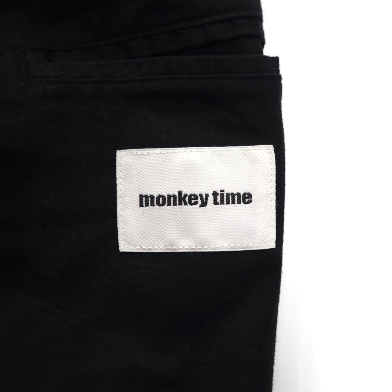 monkey time ( UNITED ARROWS ) 袖レザー 切り替え チェスターコート M ブラック ウール 1286-199-0379 ラムレザー