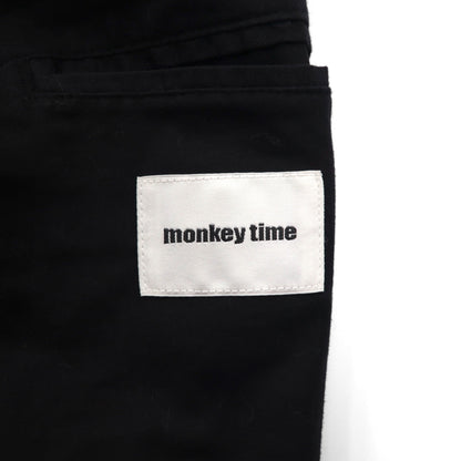 monkey time ( UNITED ARROWS ) 袖レザー 切り替え チェスターコート M ブラック ウール 1286-199-0379 ラムレザー