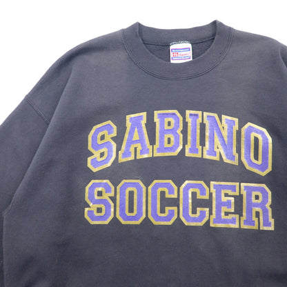 Hanes 90年代 HEAVYWEIGHT プリント スウェット L ブラック コットン SABIO SOCCER 裏起毛 メキシコ製