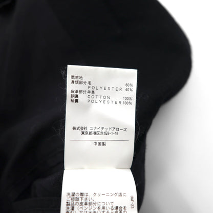 monkey time ( UNITED ARROWS ) 袖レザー 切り替え チェスターコート M ブラック ウール 1286-199-0379 ラムレザー