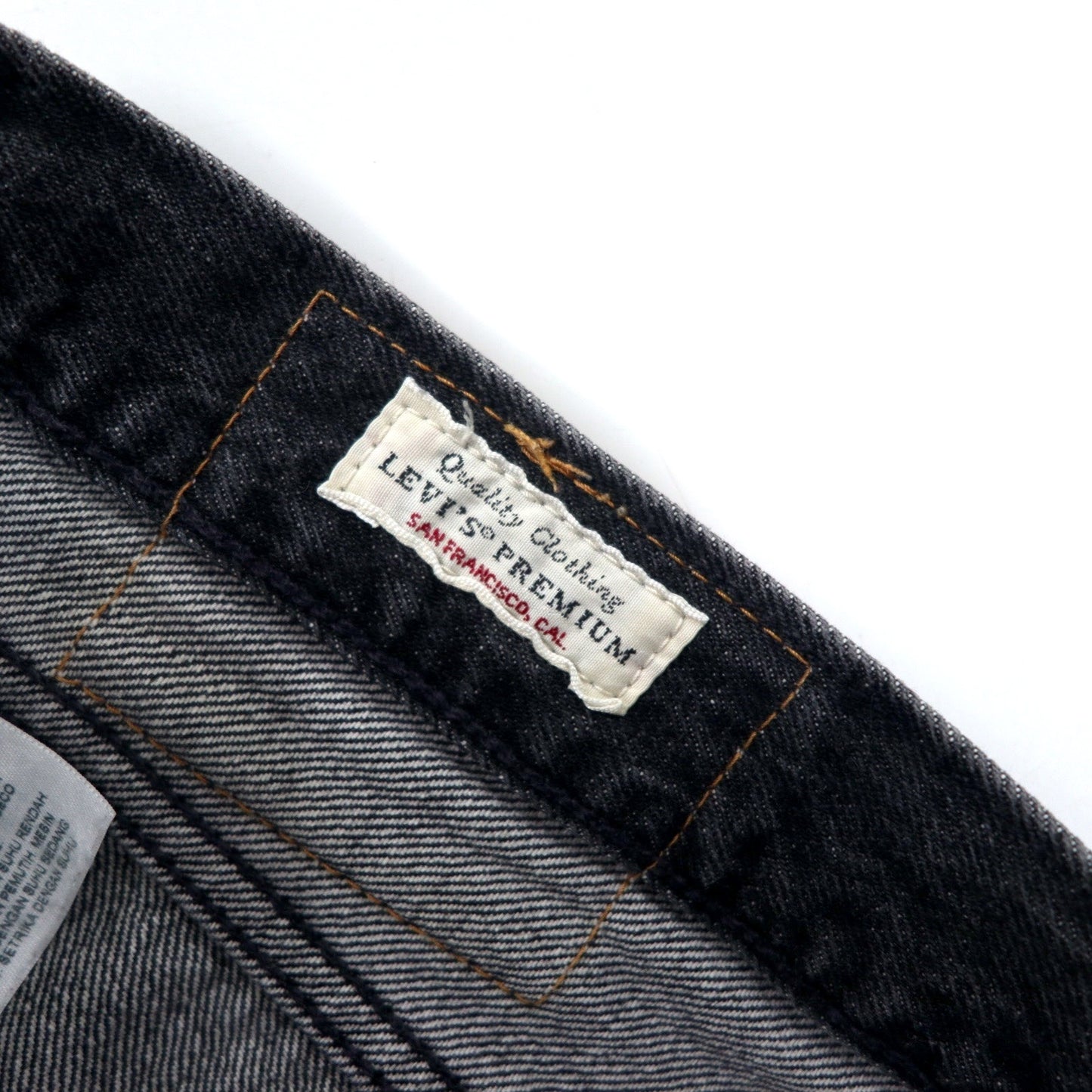 LEVI'S PREMIUM ビッグE 501 スキニー ジーンズ デニムパンツ 32 ブラック コットン レザーパッチ ボタンフライ 501S SKINNY