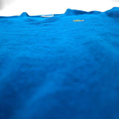 Vintage 70s Lacoste V-neck acrylic knit sweater, size XL, blue, with spool tag.