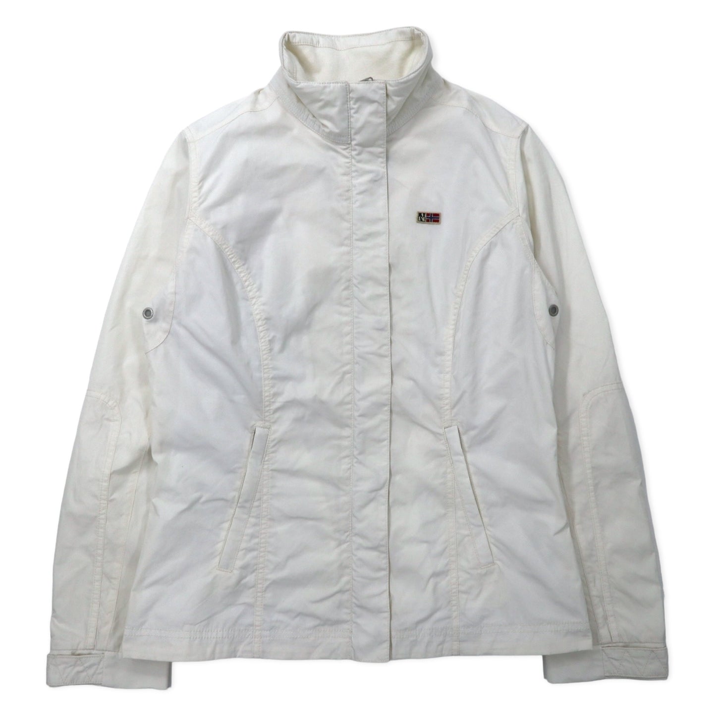 日本然リトテ-古着オンライン-NAPAPIJRI シングル ライダースジャケット ナイロンジャケット M ホワイト ポリエステル-NAPAPIJRI Single Rider Jacket Windbreaker M White Polyester