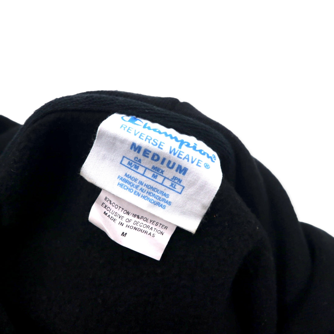 Champion Reverse Weave Pullover Hoodie, XL, Black, Cotton, Blue Single Tag, Reprint, Made in Honduras
