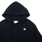 Champion Reverse Weave Pullover Hoodie, XL, Black, Cotton, Blue Single Tag, Reprint, Made in Honduras