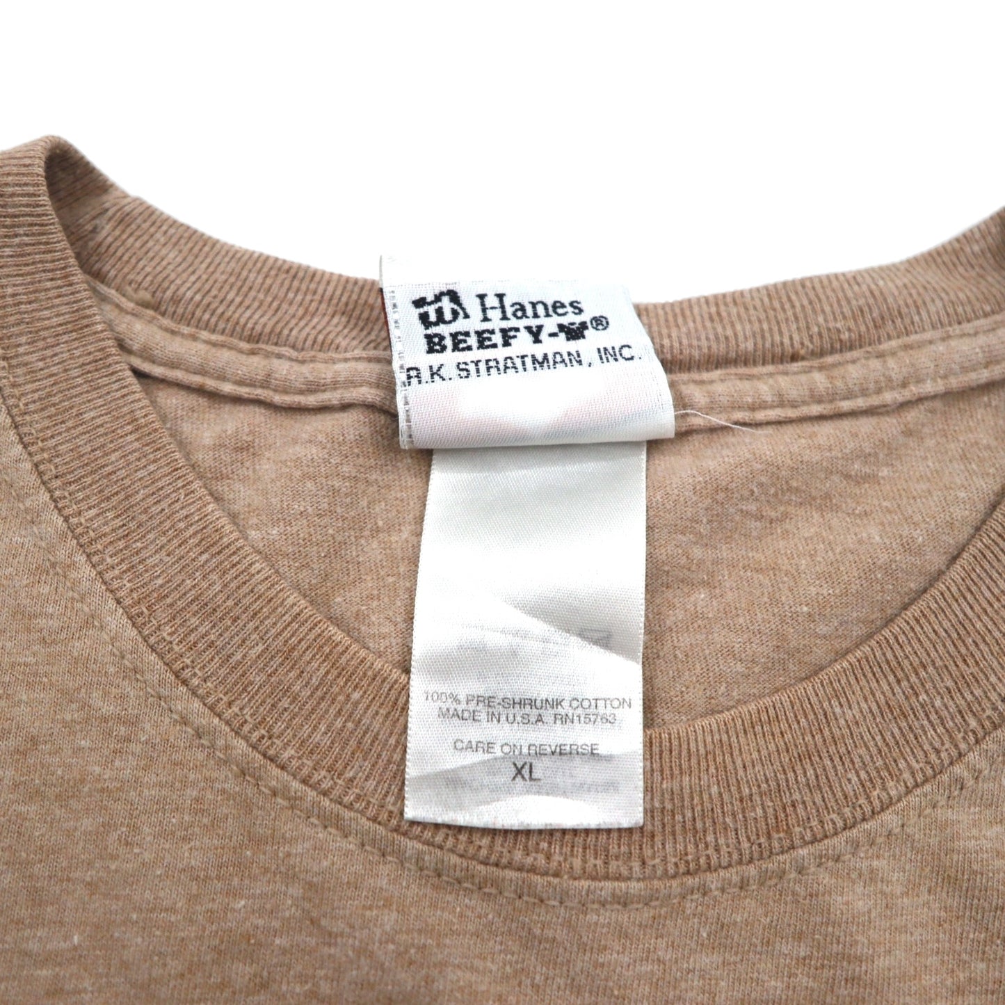 HARLEY DAVIDSON USA Made Hanes BEEFY-T Print T-Shirt XL Beige Cotton ALASKA